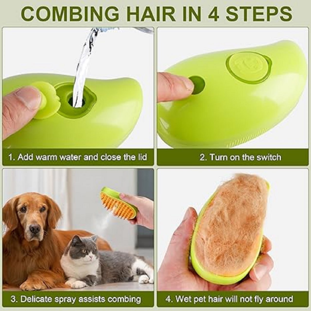 Pet steam brush